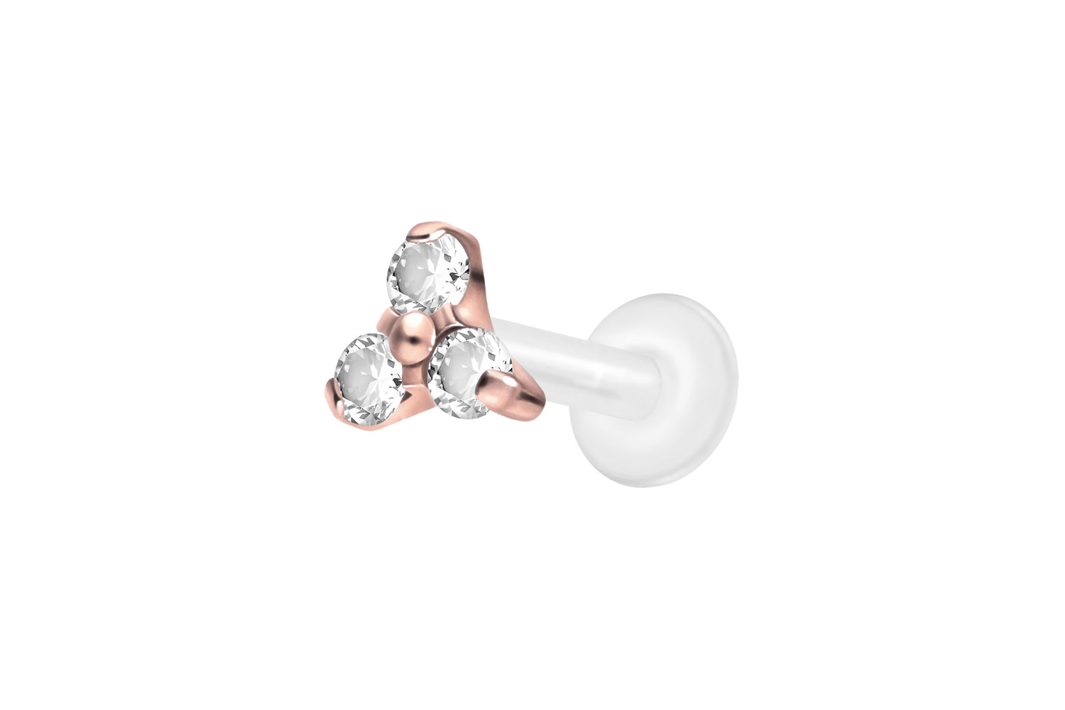 PTFE Labret Piercing mit Innengewinde + Titan-Aufsatz KRISTALLBLUME